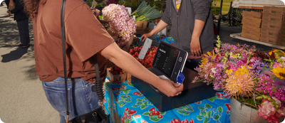 Square Stand at farmers market